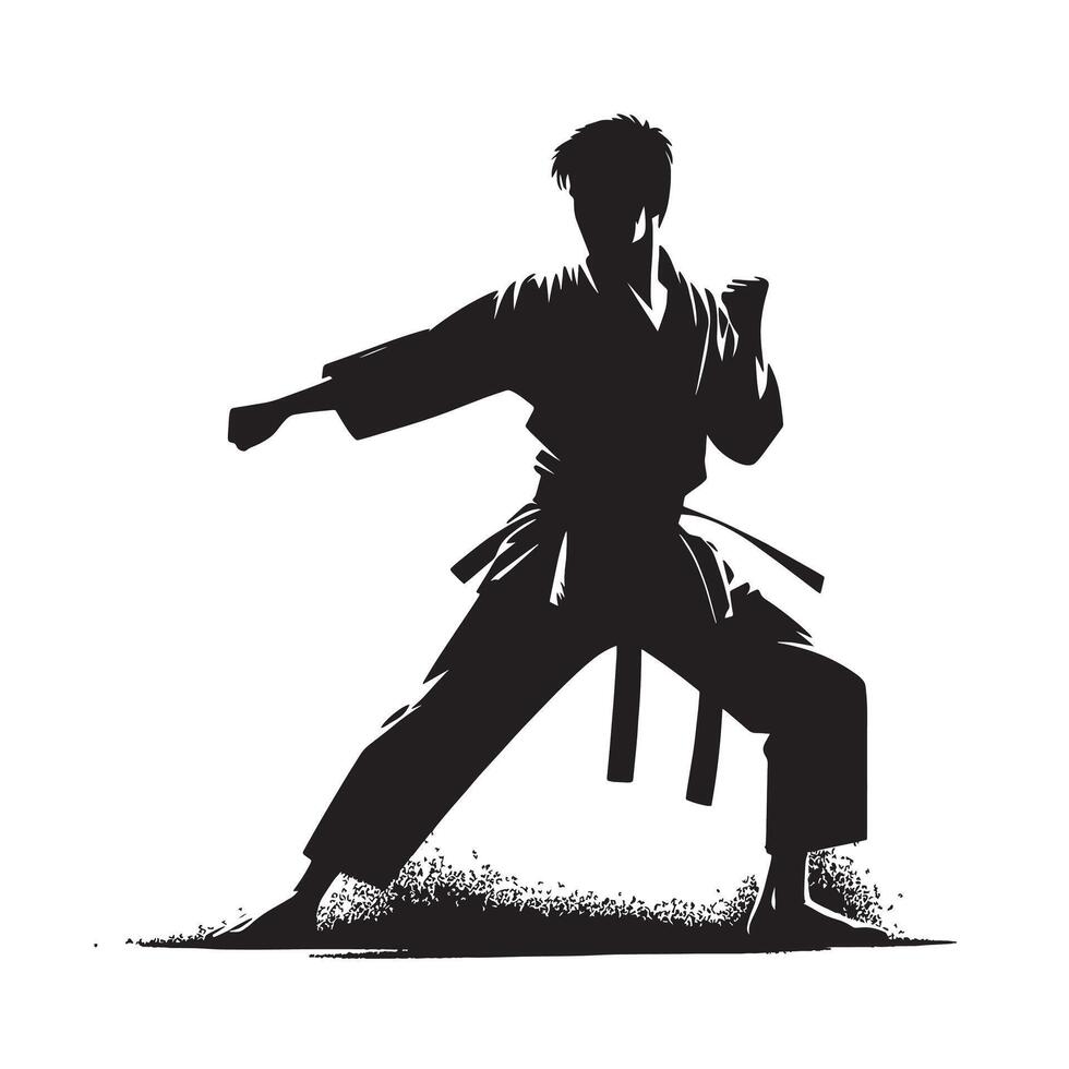 silhouette karate being training vector