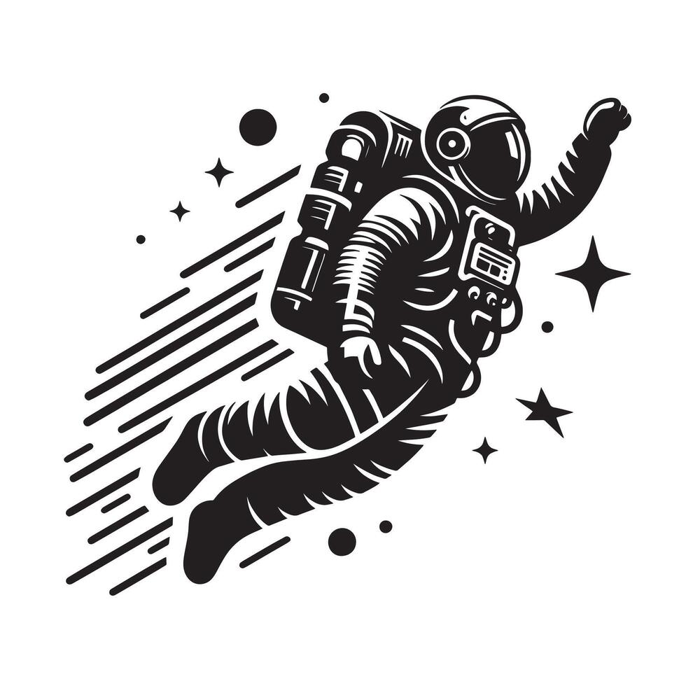 silhouette of astronaut in the space vector