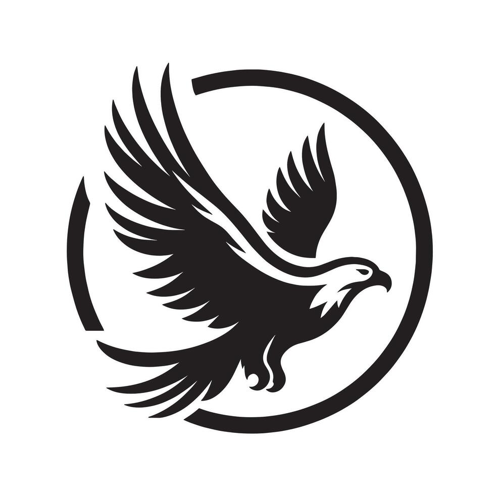 silhouette eagle in the circle vector