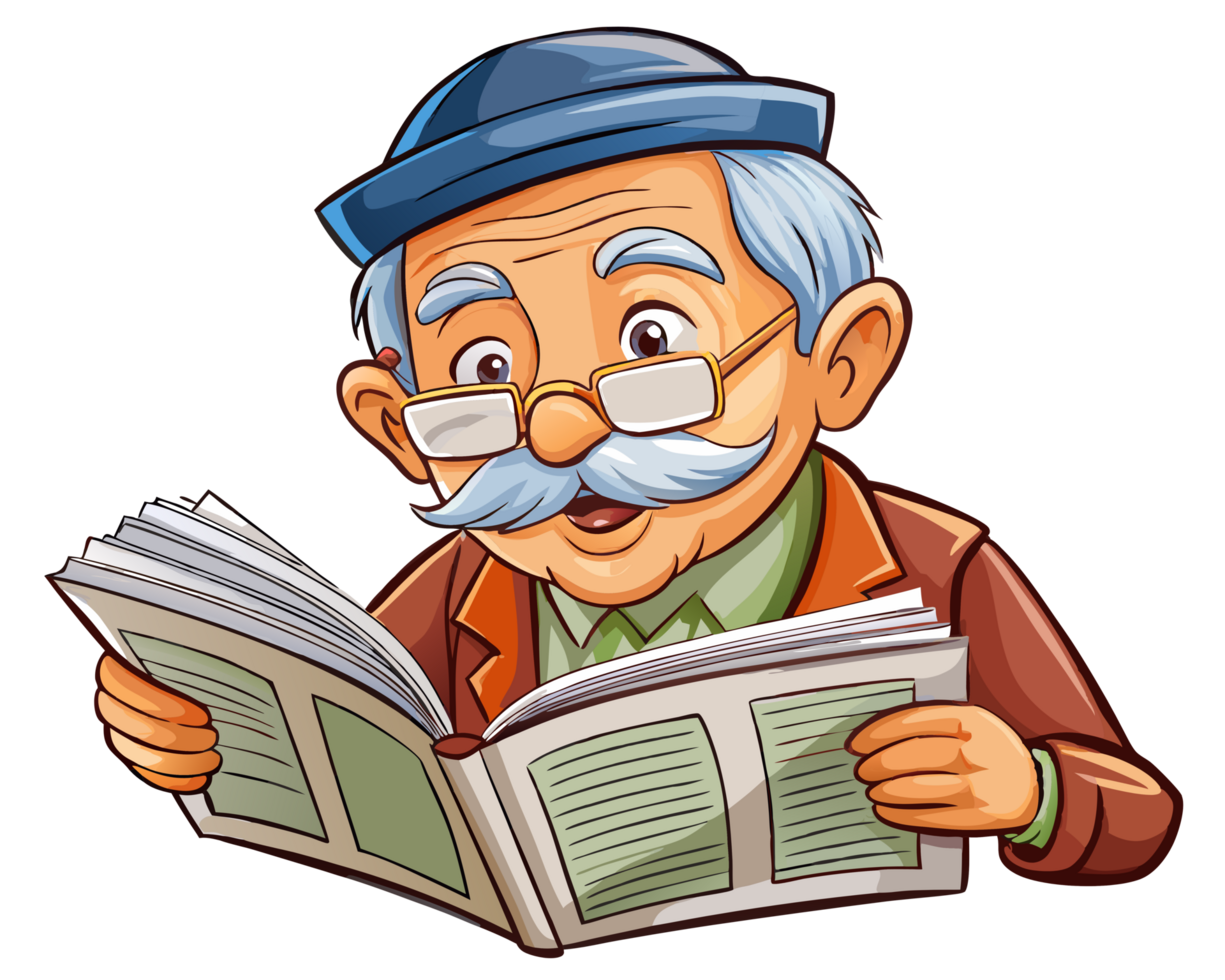 Grandfather Relaxing in His Chair, Reading png