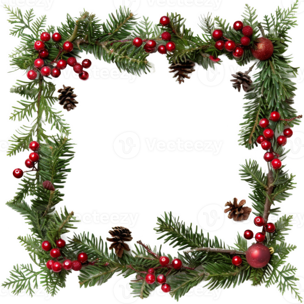 Christmas Wreath Frame with Pine Cones and Berries png