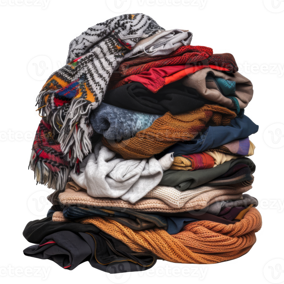 A Stack of Folded and Knitted Clothing Items png