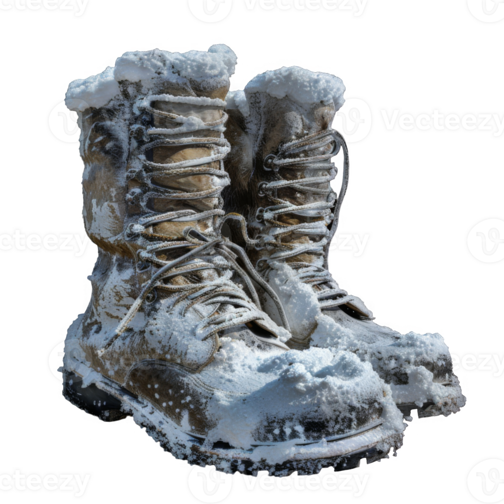 Snow-Covered Hiking Boots png