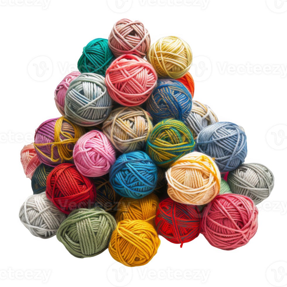Colorful Balls of Yarn Arranged in a Triangular Pattern png