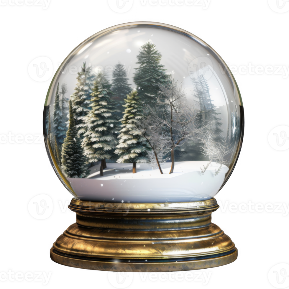 A Snow Globe with a Snowy Winter Forest Scene png