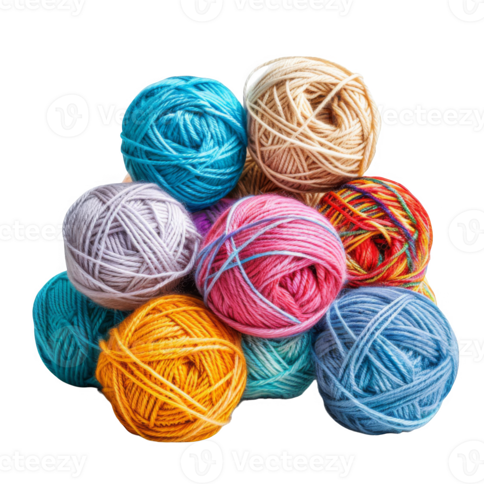 Colorful Yarn Balls Arranged in a Pile png