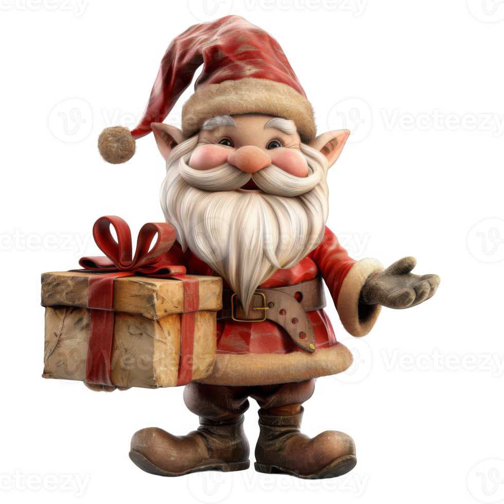 A Christmas Gnome Holding a Gift Box with an Open Hand png