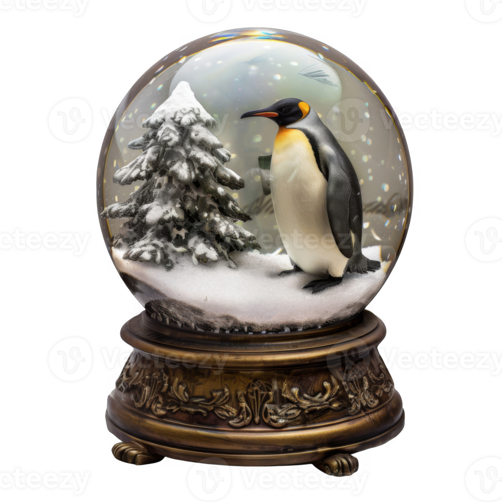 Snow Globe with a Penguin and a Snowy Tree png