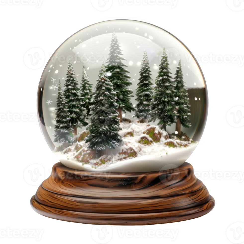 Snow Globe with Snow-Covered Evergreen Trees in a Winter Scene png