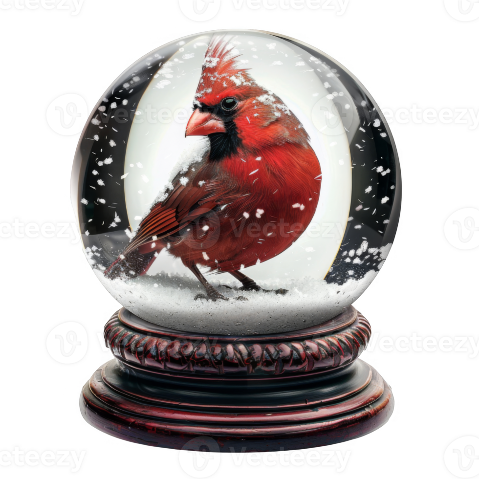 A Red Cardinal in a Snow Globe png