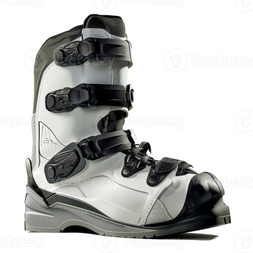 White and Black Technical Boot with Buckle Closure png
