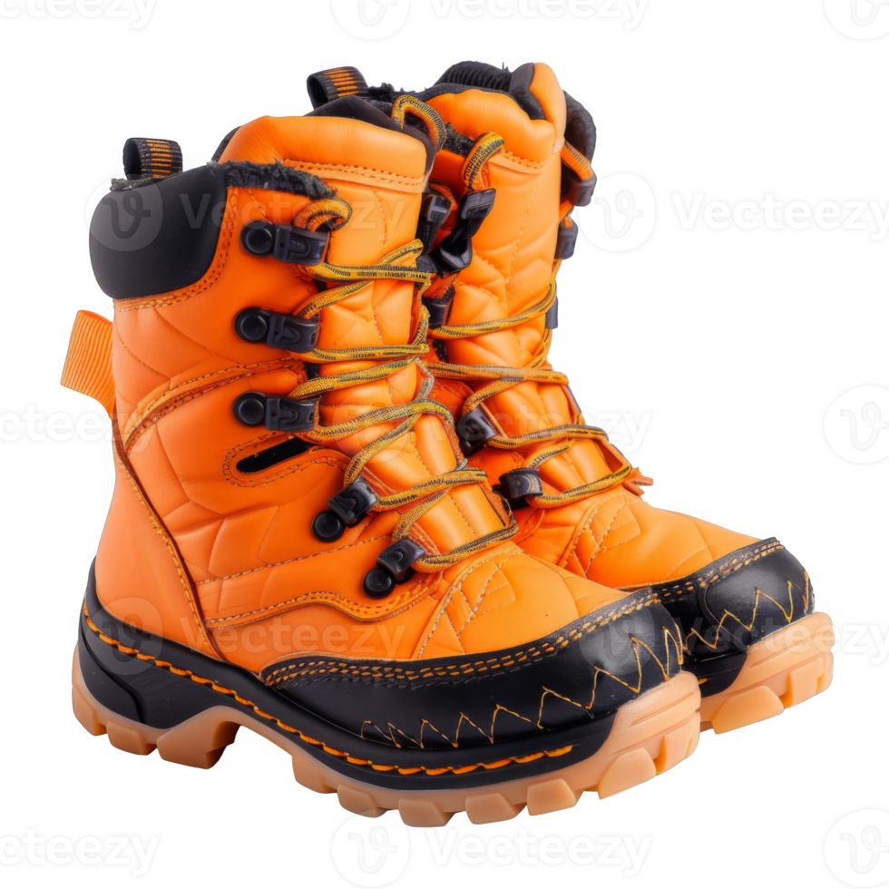 Pair of Orange and Black Winter Boots png