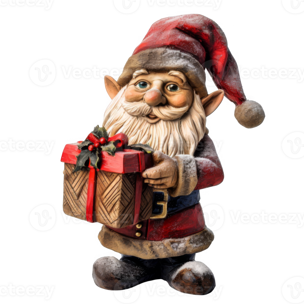 Christmas Gnome Holding a Gift with Snow png