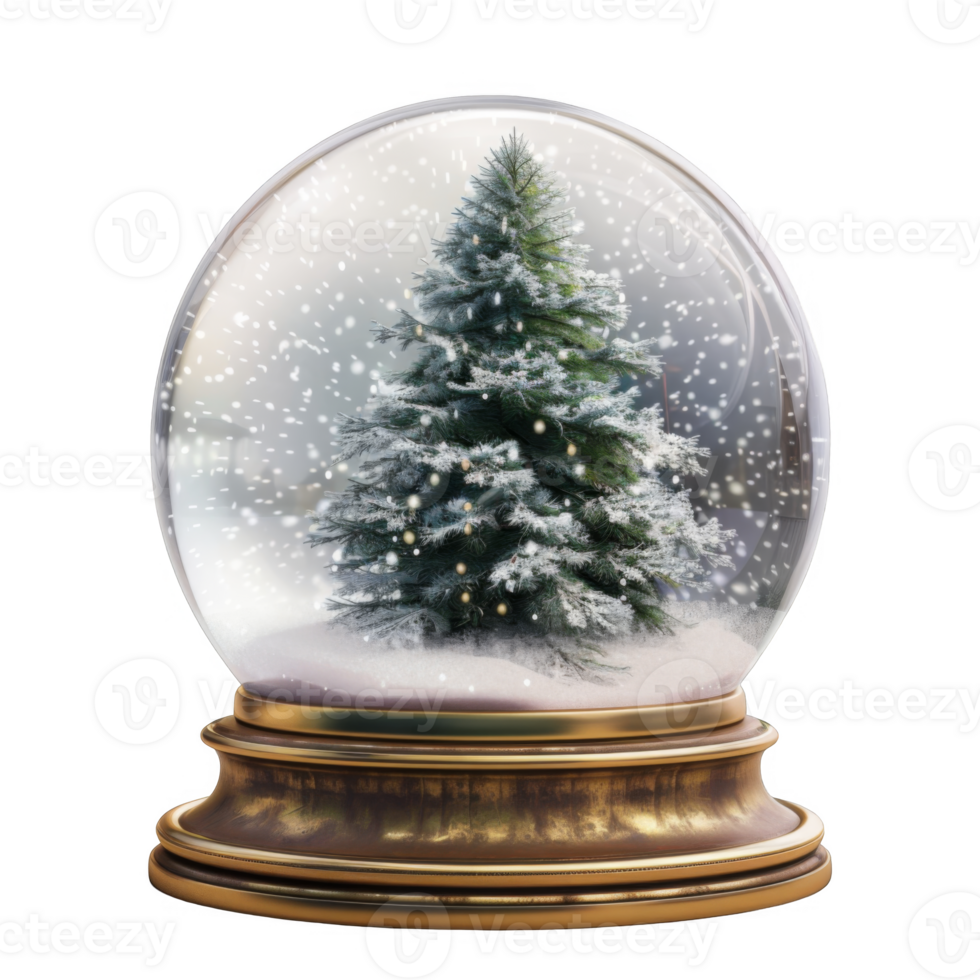 A Snow Globe Featuring a Snowy Christmas Tree png