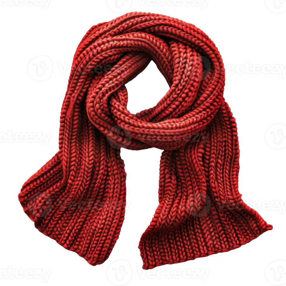 Red Knitted Scarf Folded in a Loop png