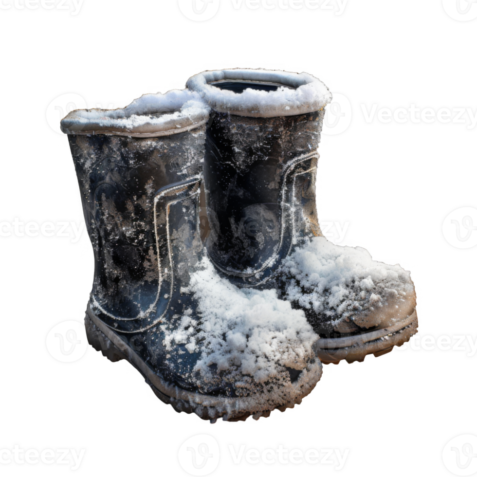 A Pair of Black Boots Covered in Snow png