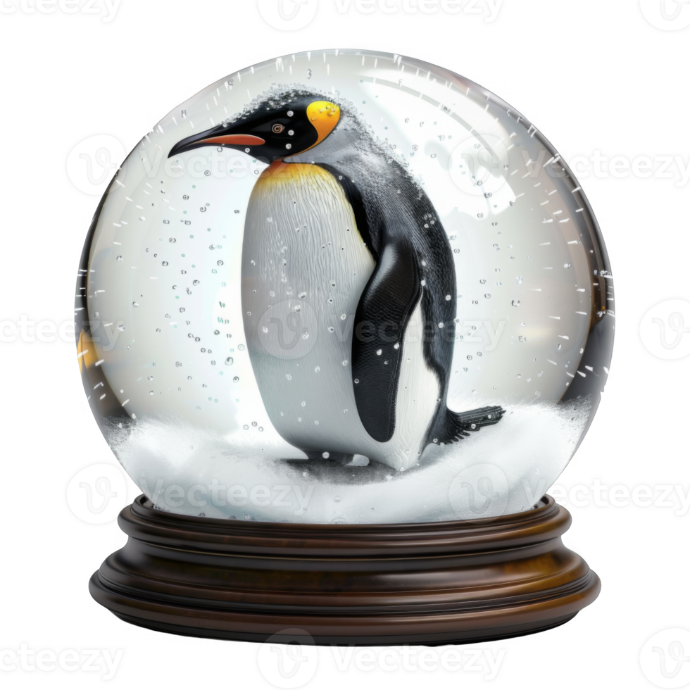 A King Penguin Standing in a Snow Globe png