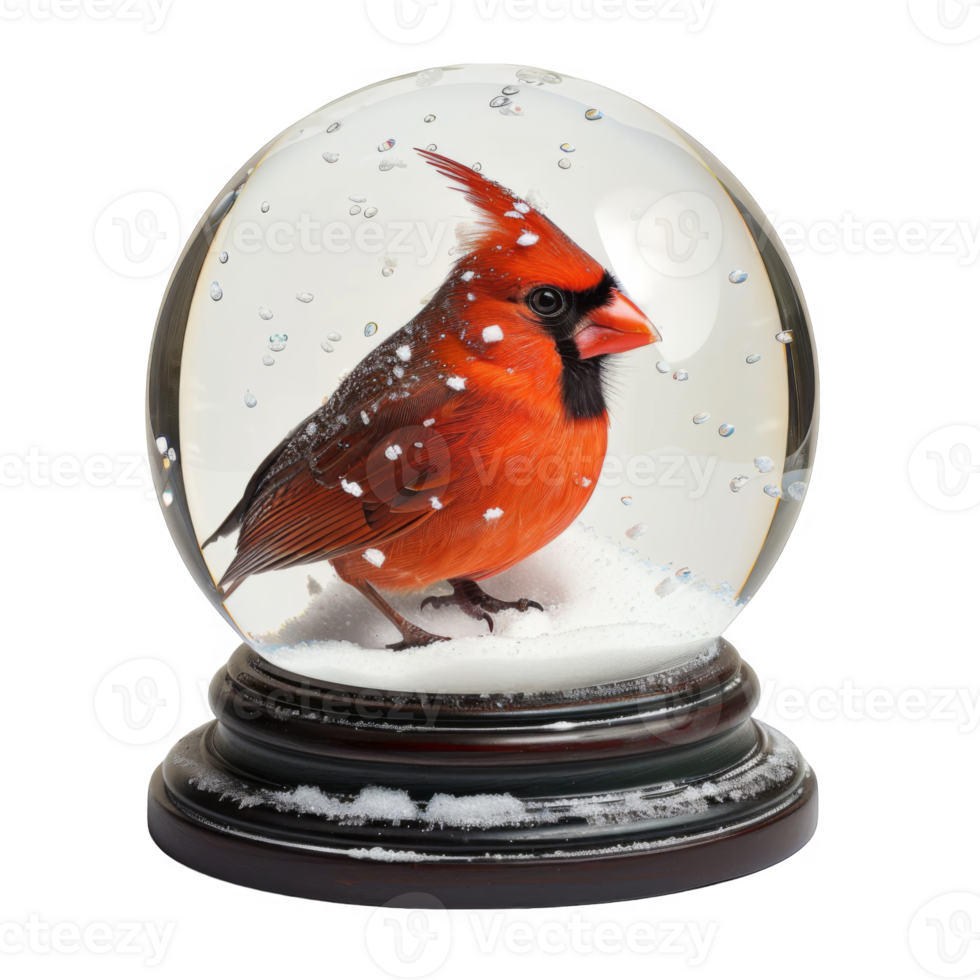 Snow Globe with a Single Red Cardinal Inside png