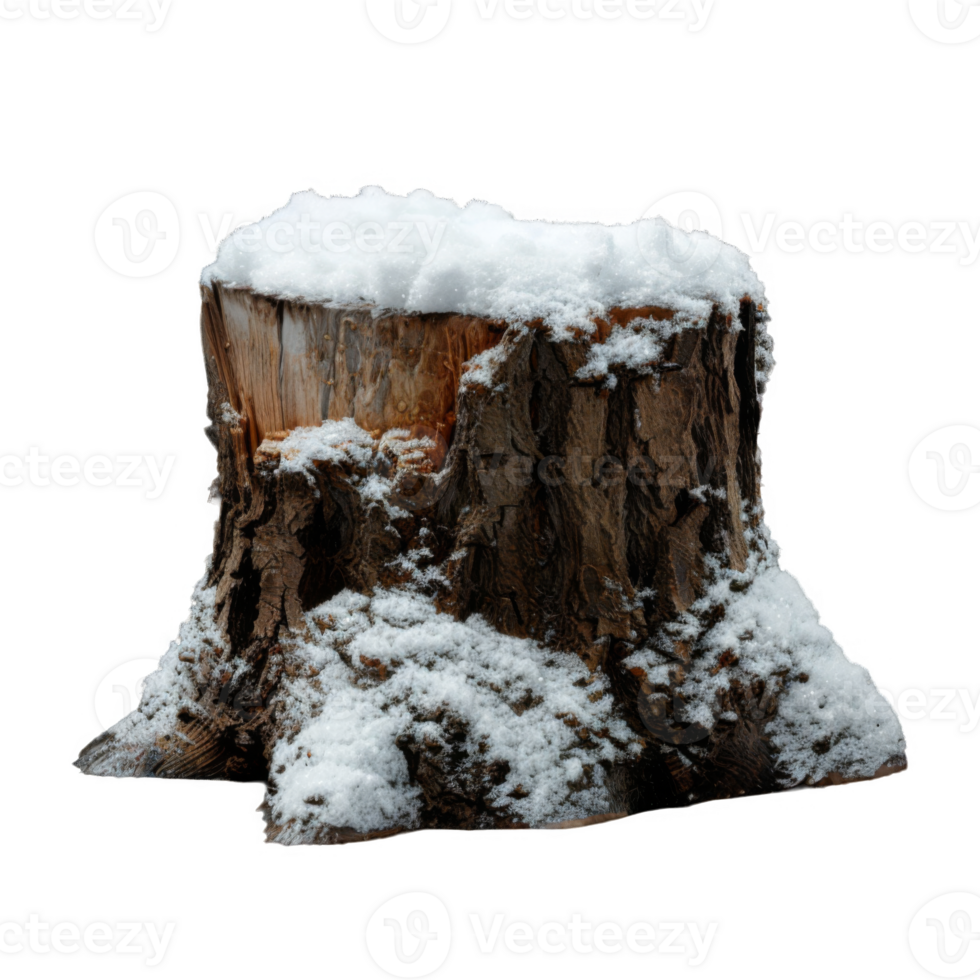 A snow-covered tree stump with a dark background png