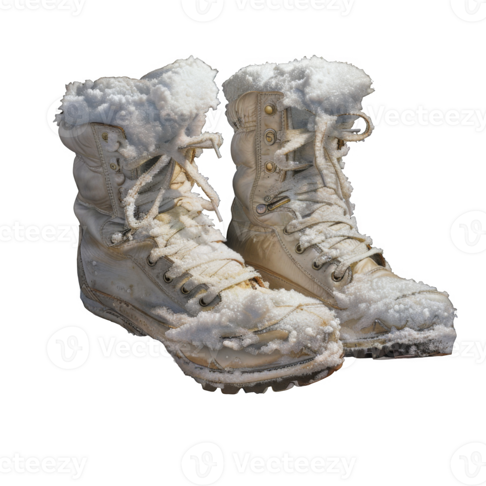 Snow-Covered White Leather Boots png