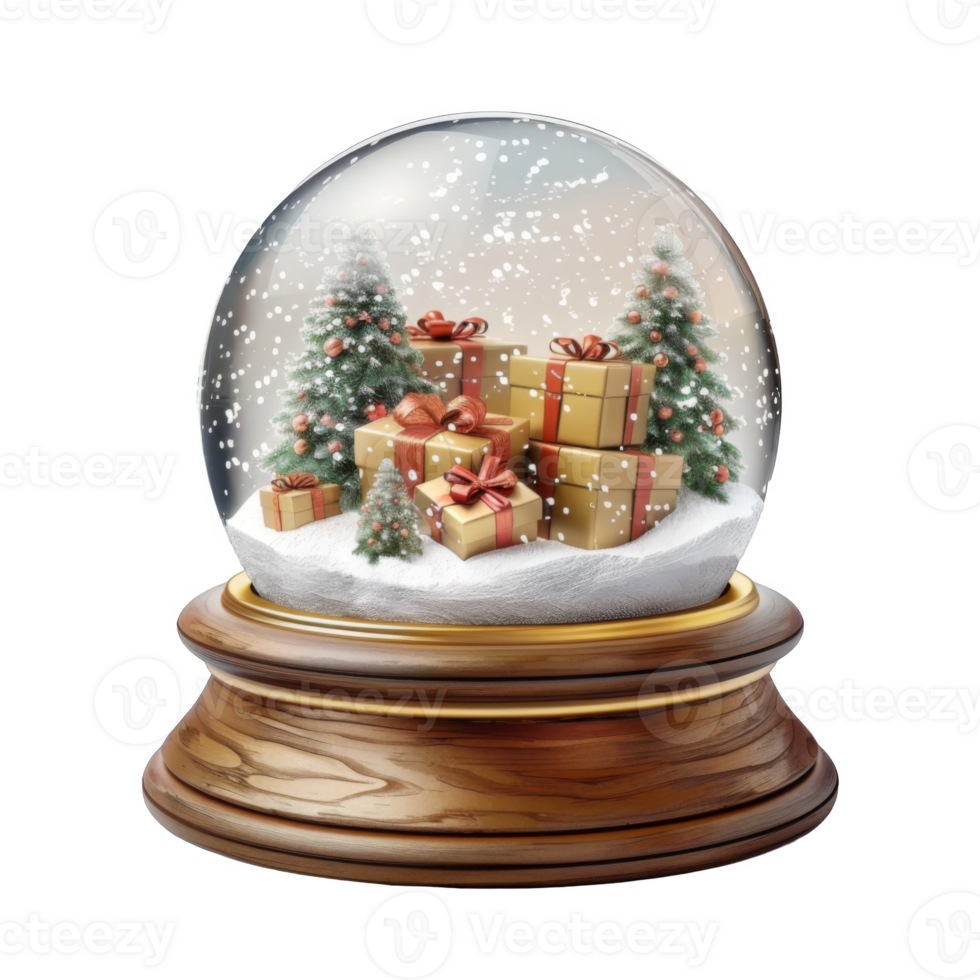 Snow Globe With Christmas Trees And Presents png