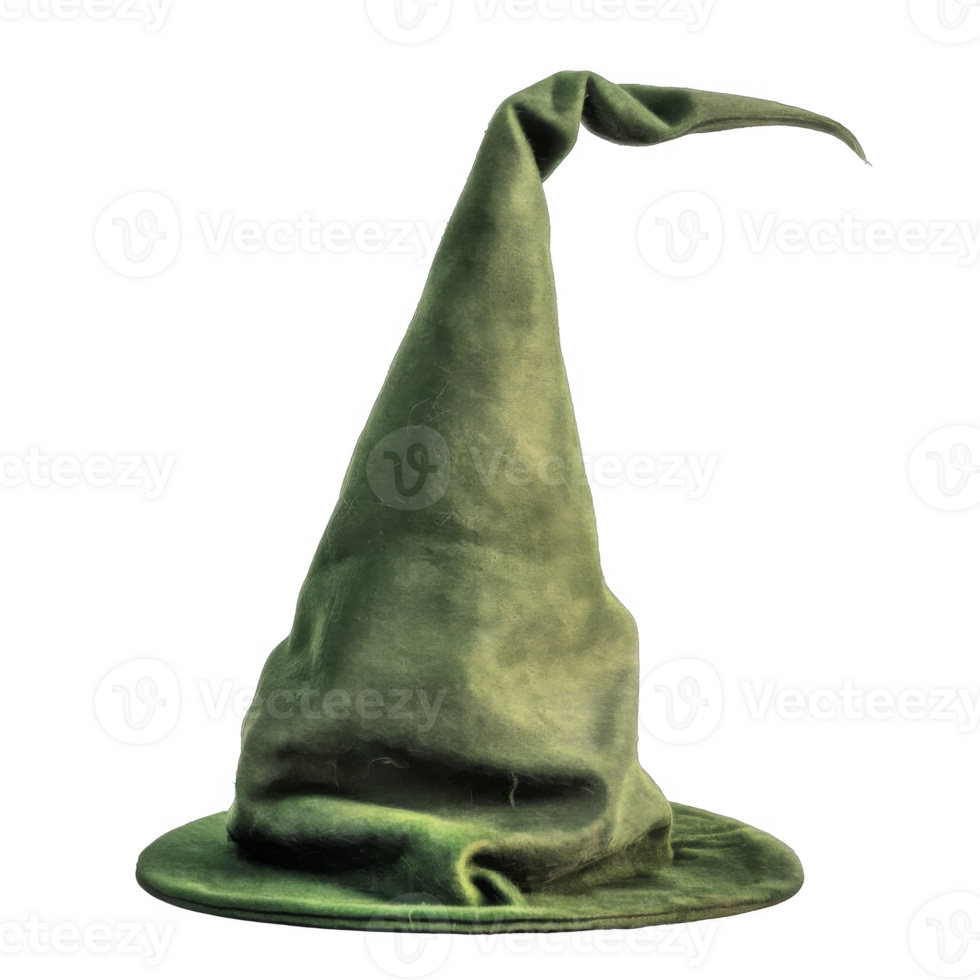 Green Witch Hat with Pointed Tip png