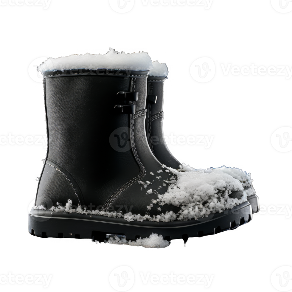 Black Leather Boots Covered in Snow png