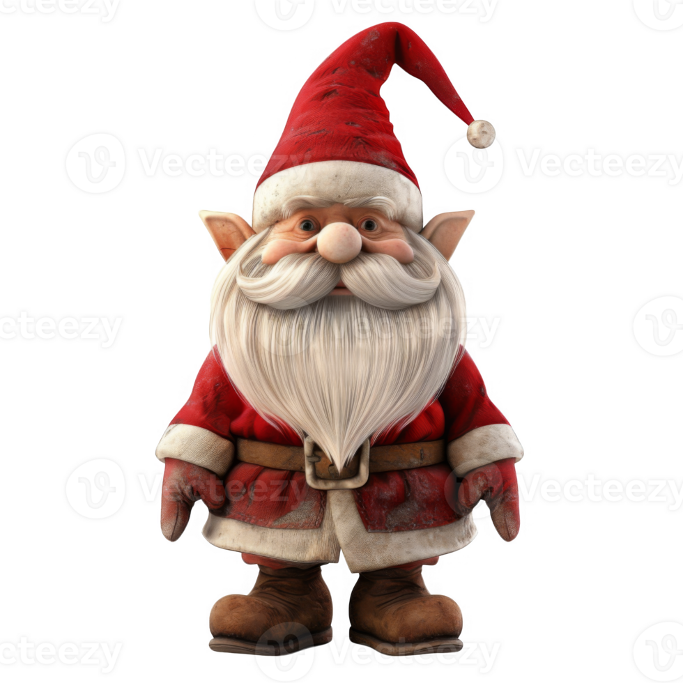 A Jolly Christmas Elf with White Beard and Red Suit png