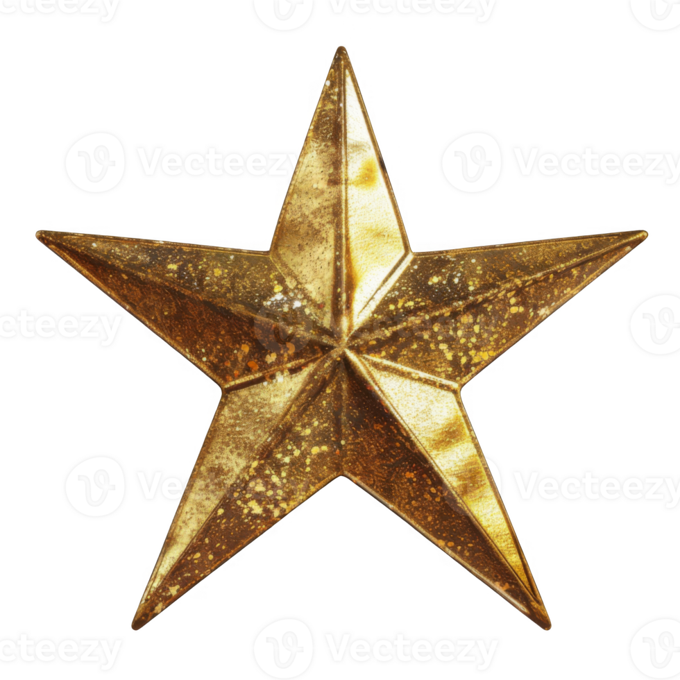 A Gold Five-Pointed Star with a Textured Surface png