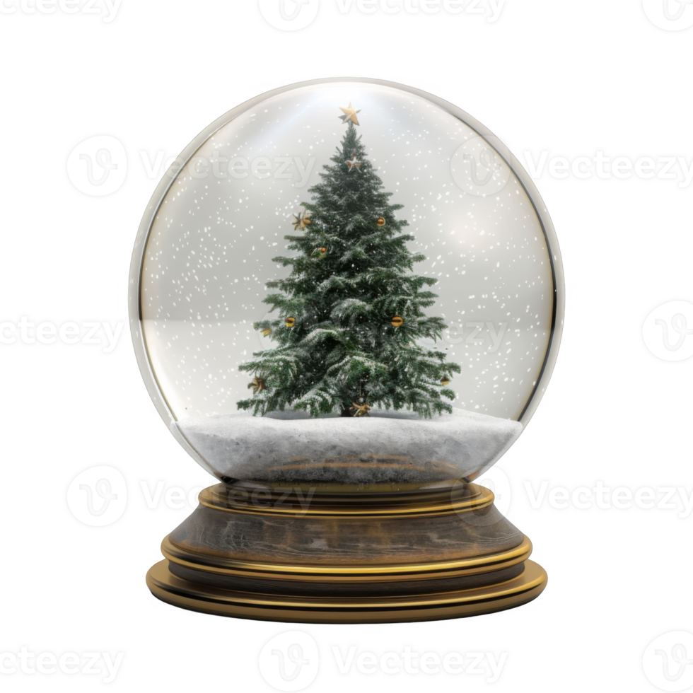 A Snow Globe with a Decorated Christmas Tree Inside png