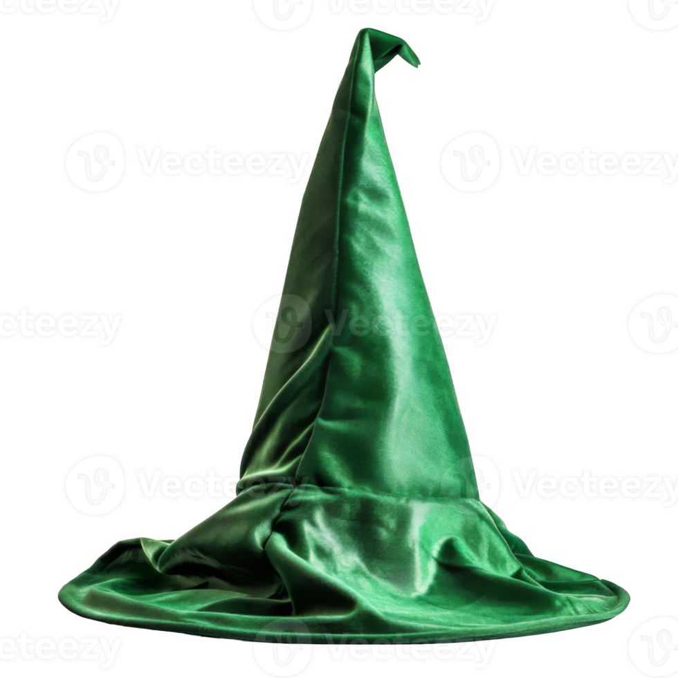 A Green Witch's Hat with a Pointed Tip png