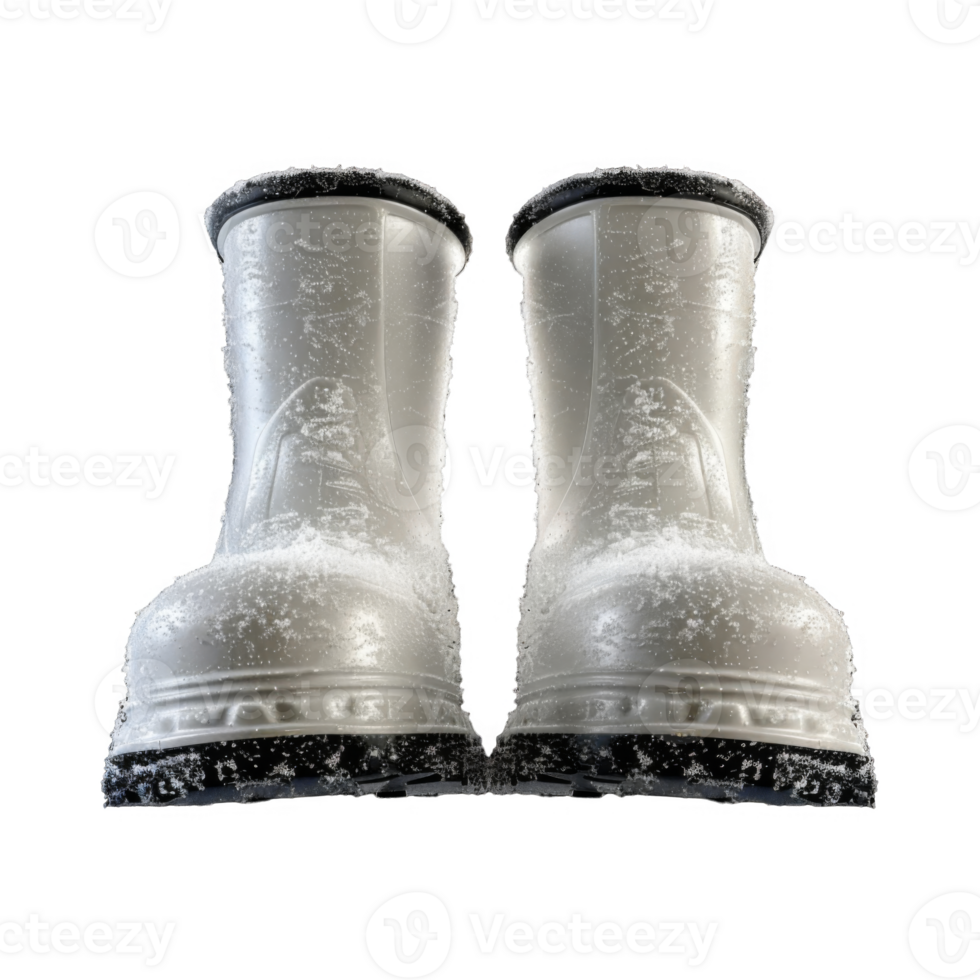 A Pair of White Winter Boots Covered in Frost png