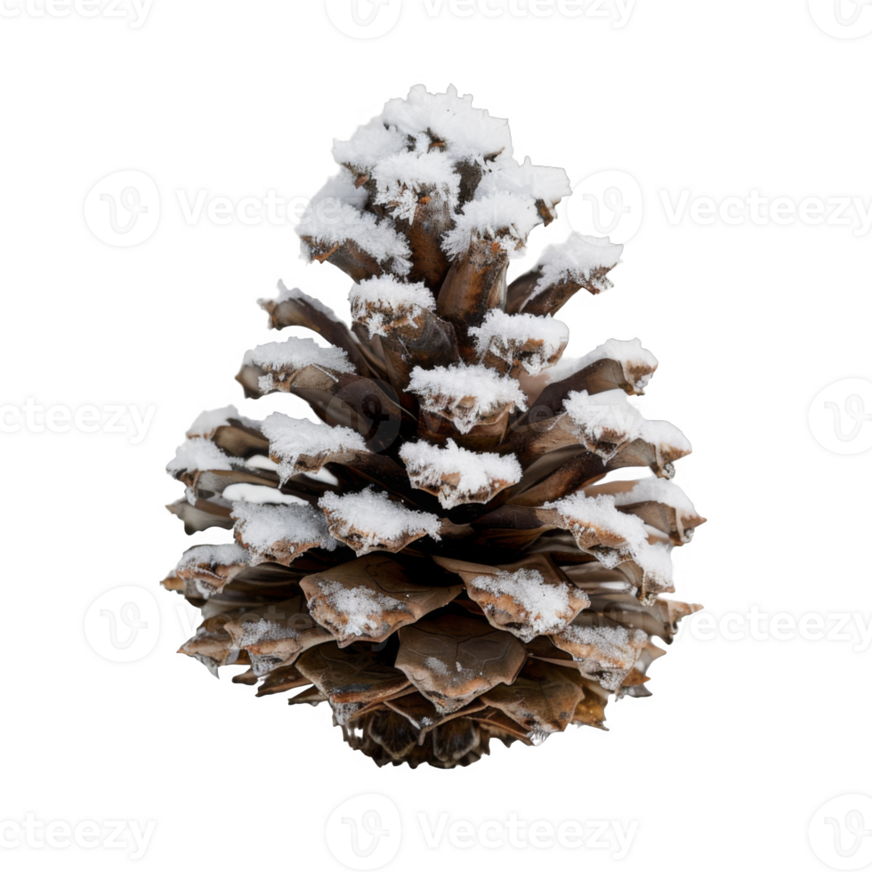 A Snow-Covered Pine Cone Isolated on a Black Background png