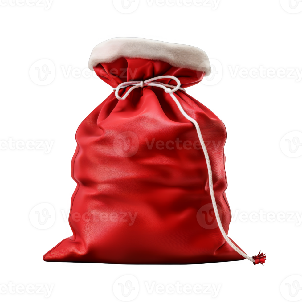 Red Santa Claus Bag with White Fur Trim png