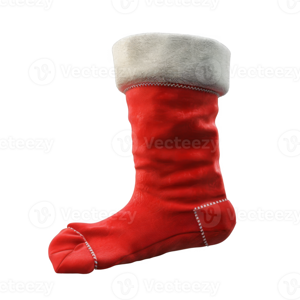 A Single Red Christmas Stocking with White Fur Trim png