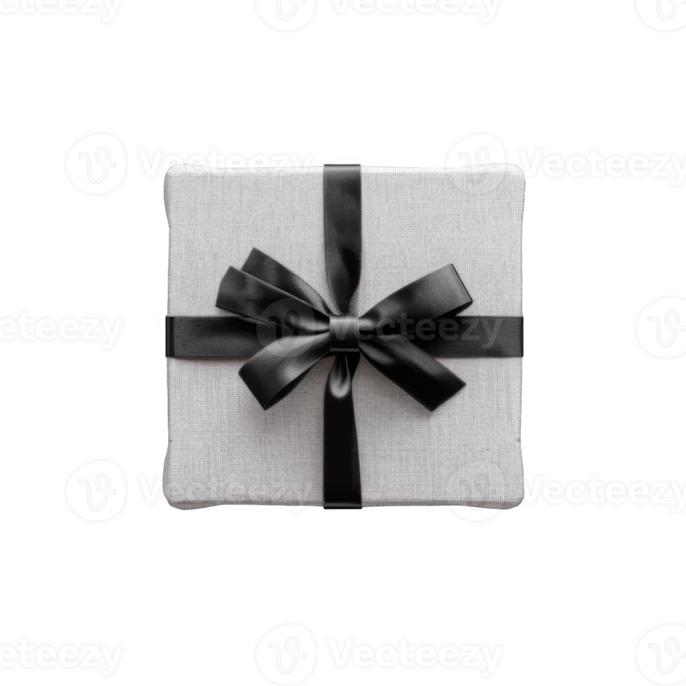 White Gift Box with Black Bow png
