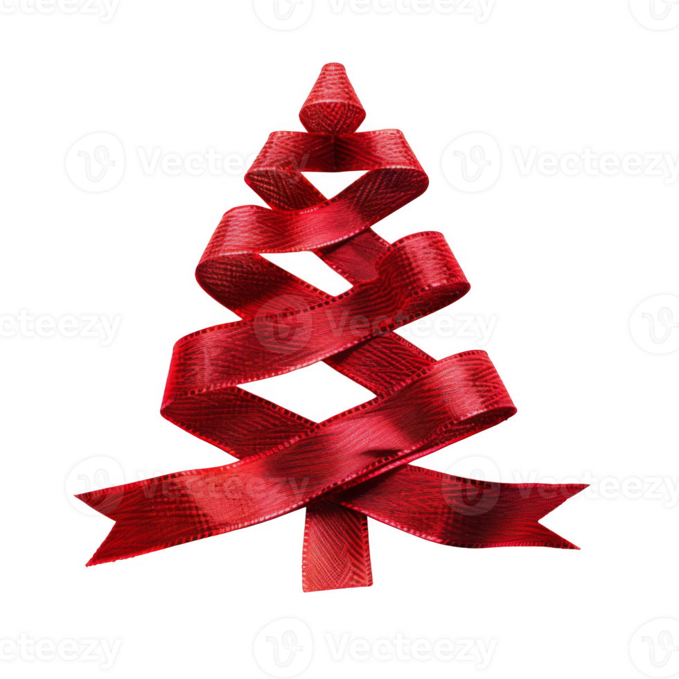 Red Ribbon Shaped Like a Christmas Tree png