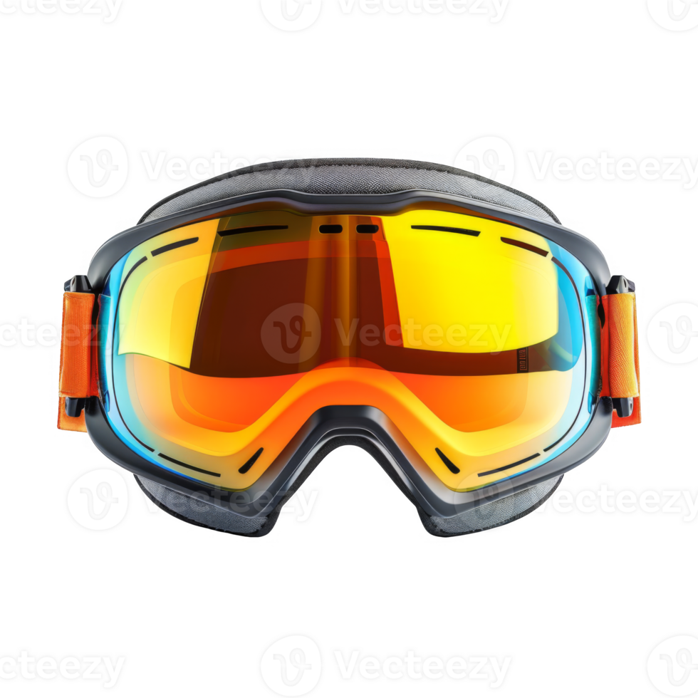 Black Ski Goggles with Orange Straps and Gradient Lens png