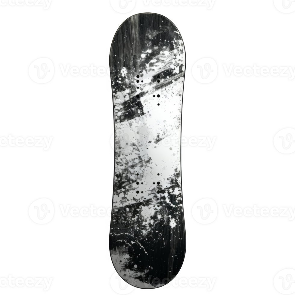 Black and White Snowboard with Abstract Design png