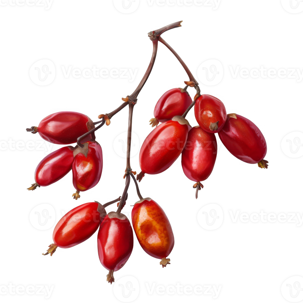 A Branch of Red Barberries Isolated on Black png