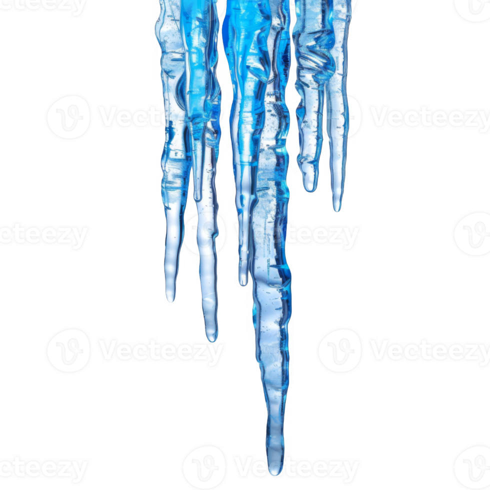 Four Blue Icicles Hanging Against a Black Background png