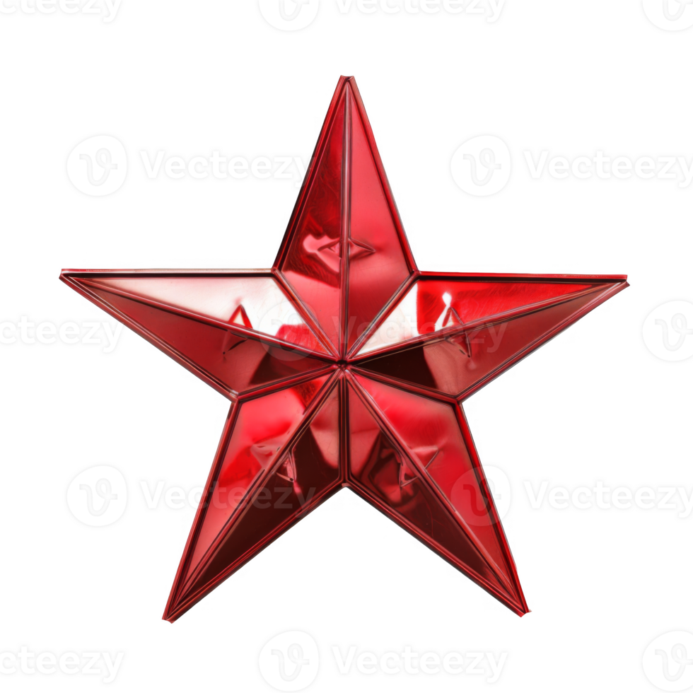 Red Shiny Five-Pointed Star on Black Background png