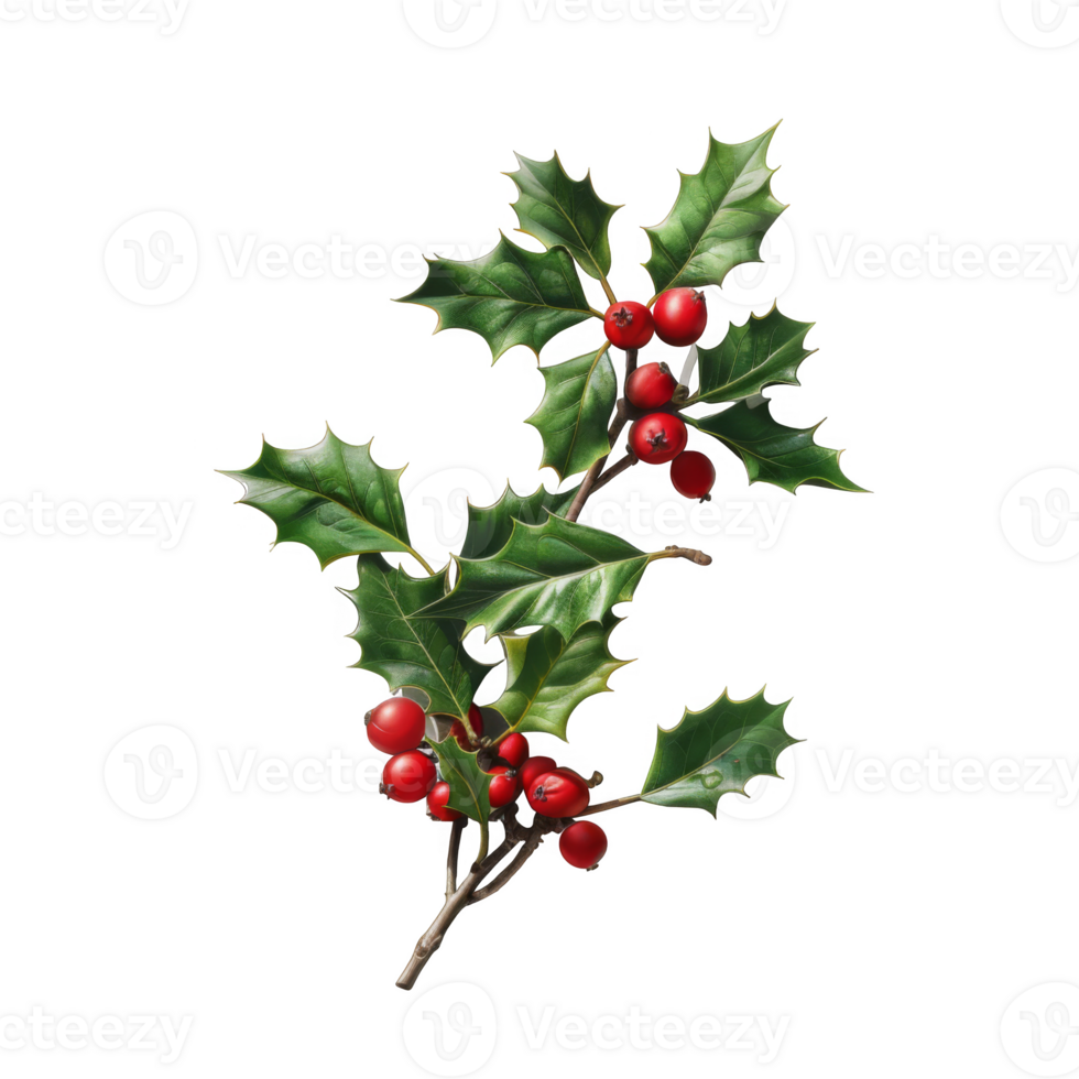 Sprig of Holly with Red Berries png