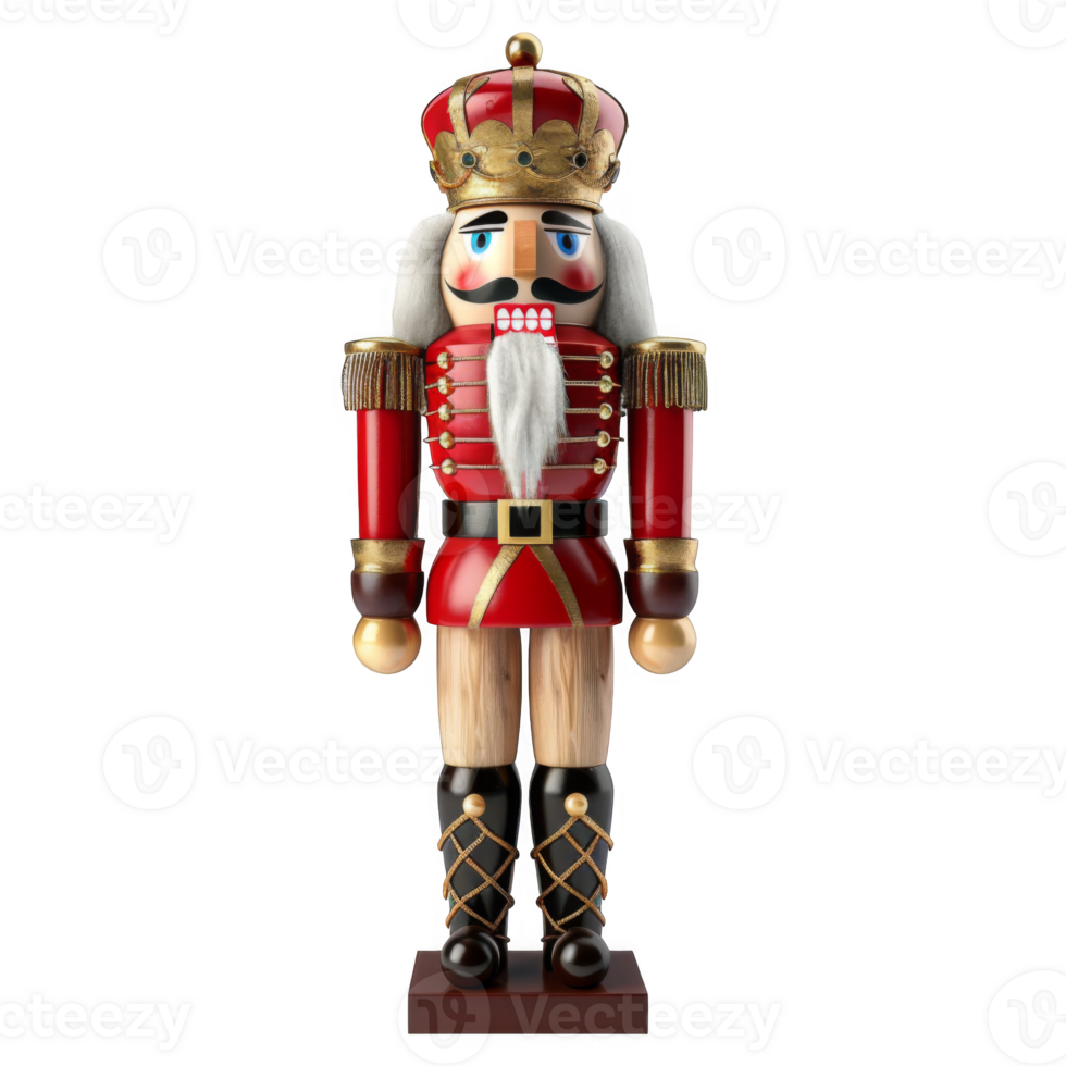Traditional Red and Gold Christmas Nutcracker Toy png