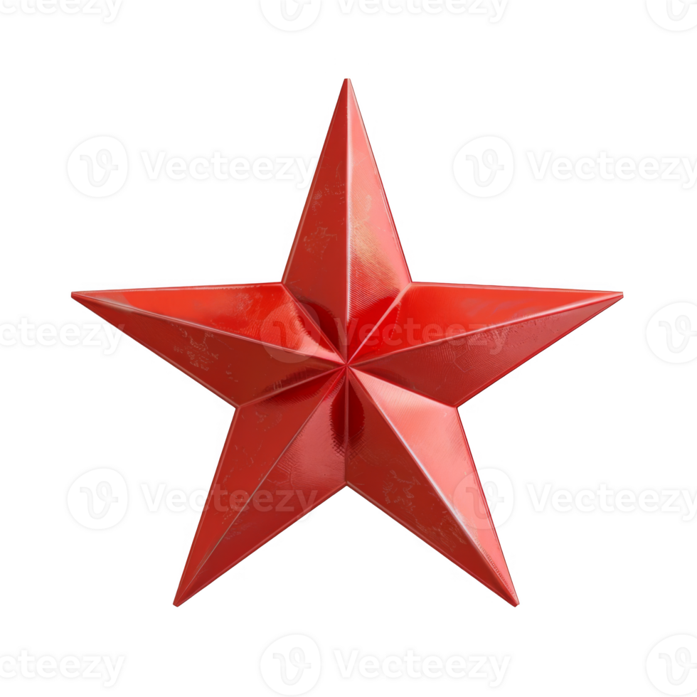 A Red Five-Pointed Star with a Glossy Finish png