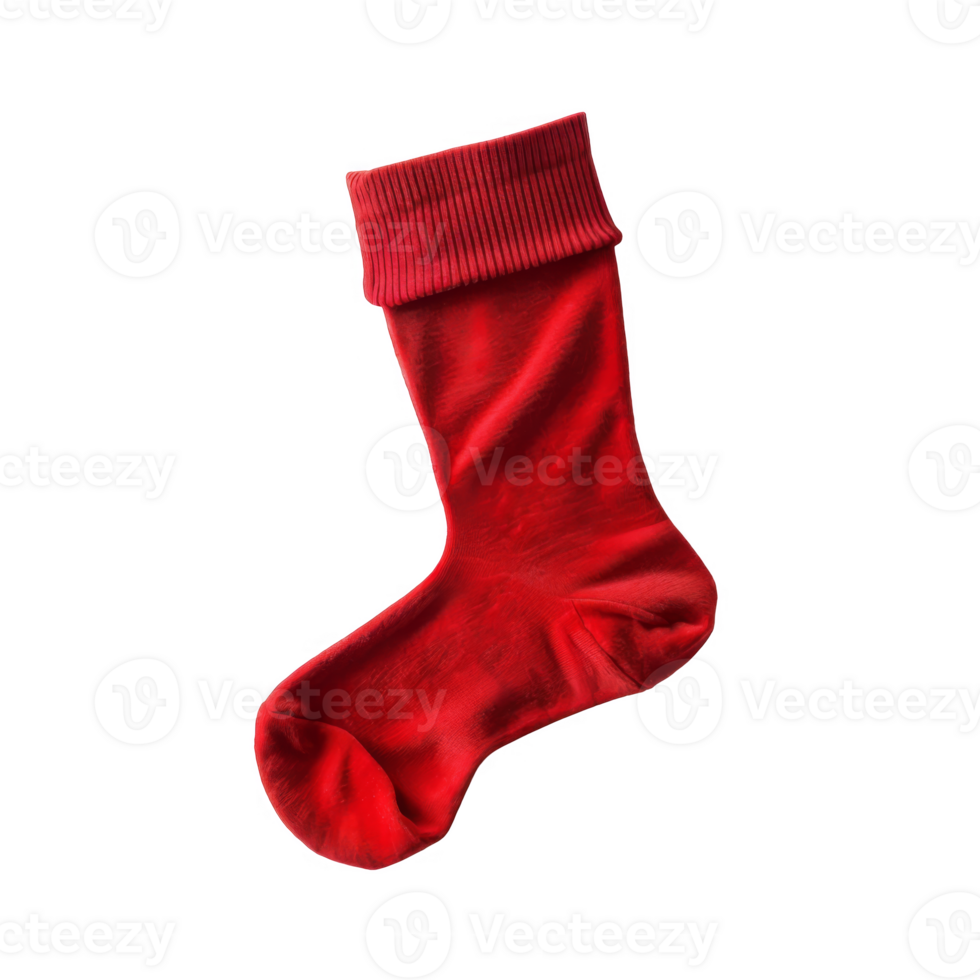 Red Sock with a Folded Cuff on a Black Background png
