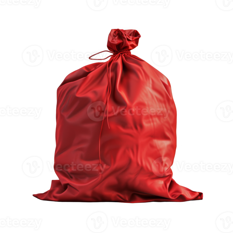 Red Sack with Drawstring on Black Background png