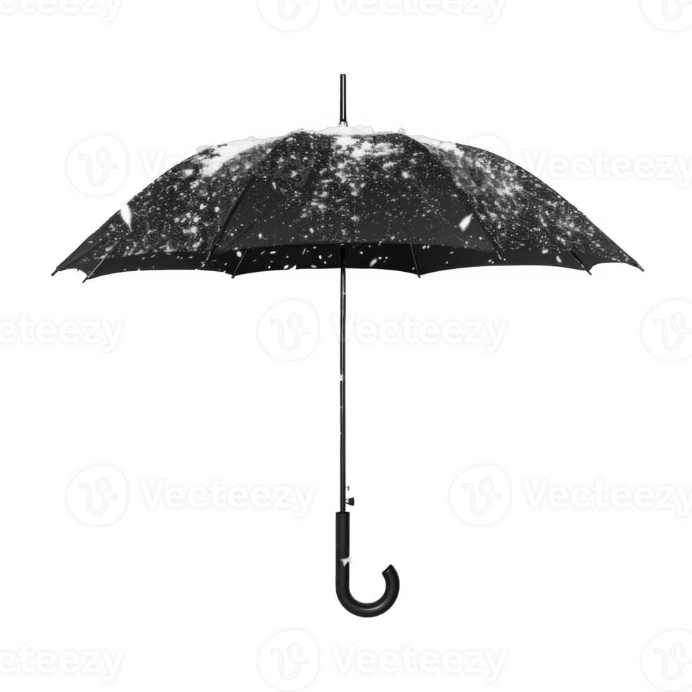 A Black Umbrella Covered in Snow Flakes png