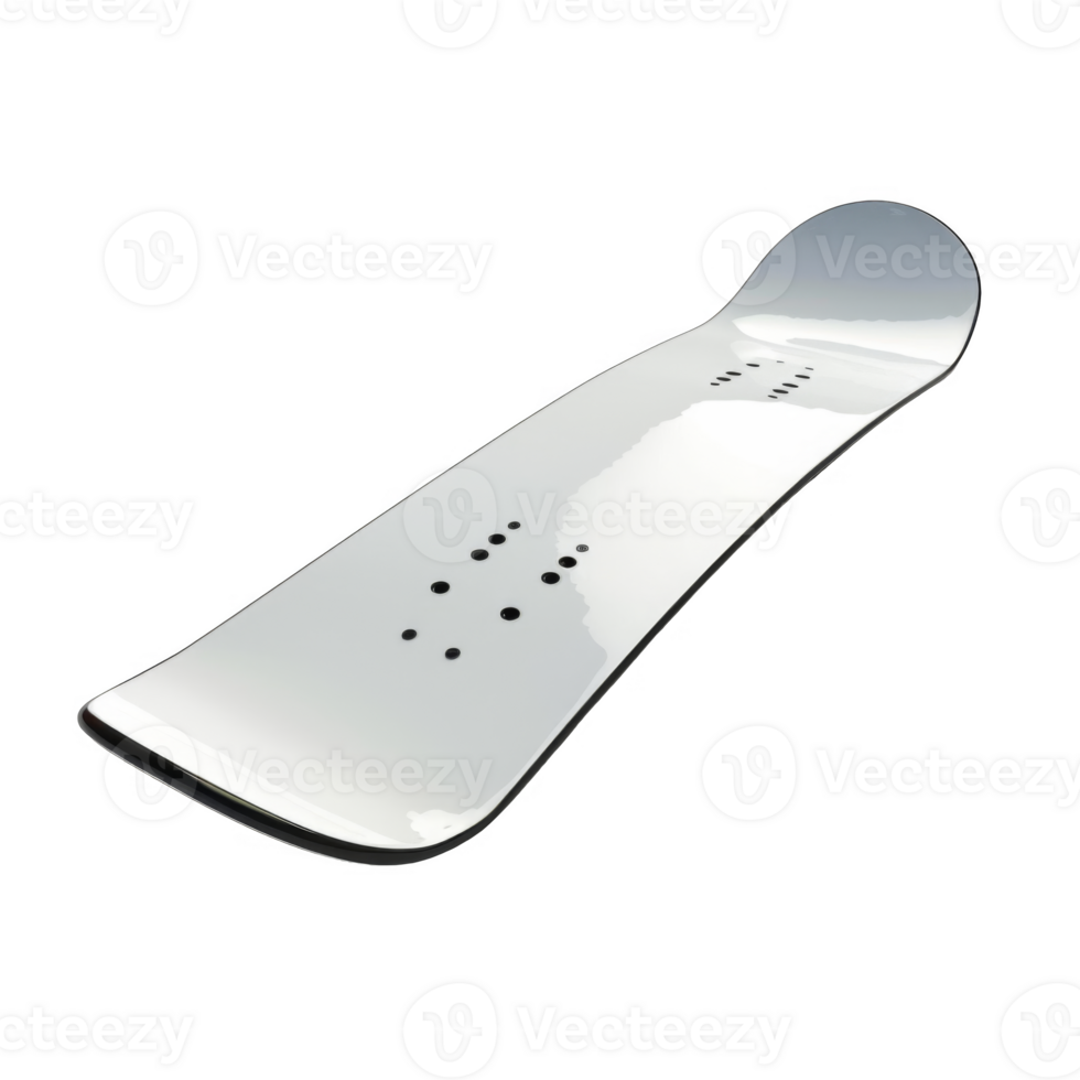 White Snowboard with Black Binding and Inserts png