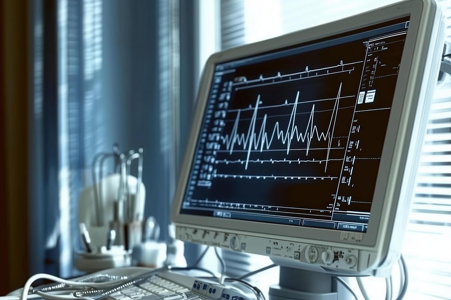 Monitoring Vital Signs A Medical Monitor Displaying Heart Rate Data photo